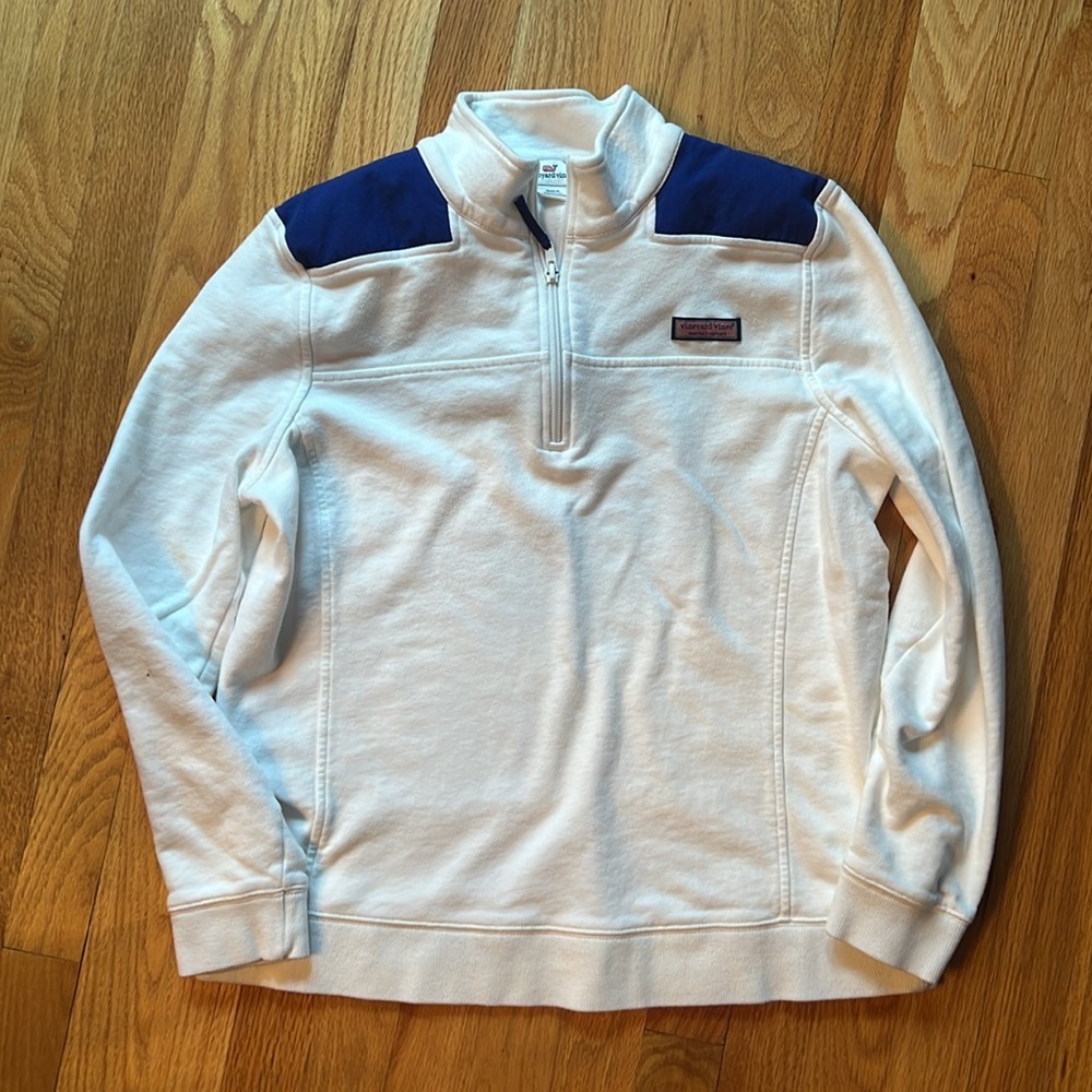 VINEYARD VINES WHITE SHEP SHIRT 1/4 ZIP size large